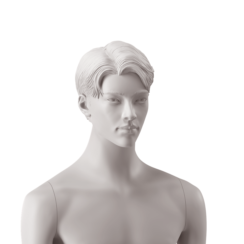 BINK - Asian men's head with stylised hair, light grey colour