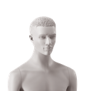 African men's head with stylised hair, light grey colour
