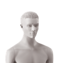 African men's head with stylised hair, light grey colour