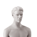 Men's head with stylised hair, light grey colour