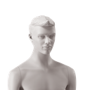Men's head with stylised hair with mullet, light grey colour