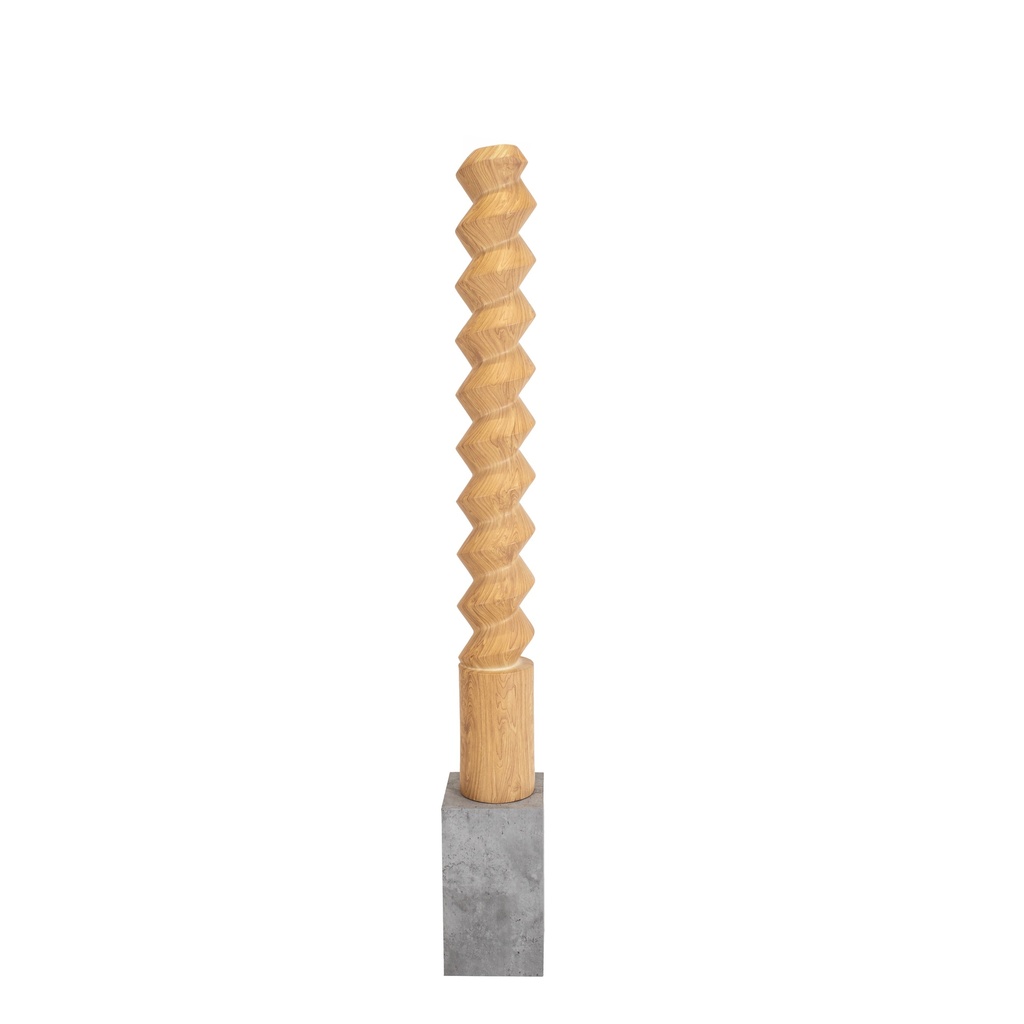 BINK - Torche, spirale couleur bois, socle aspect béton