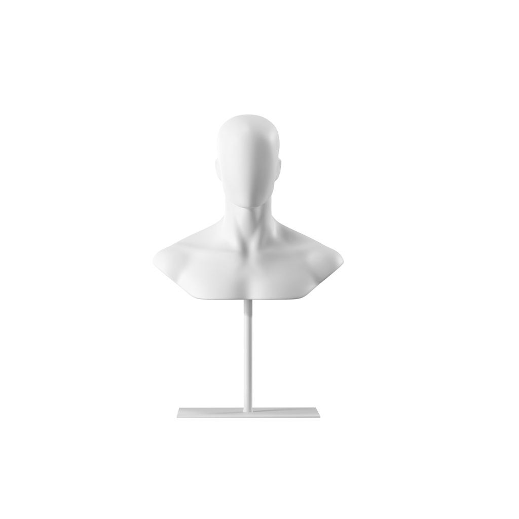 BINK - White abstract male head display on white powdercoated base