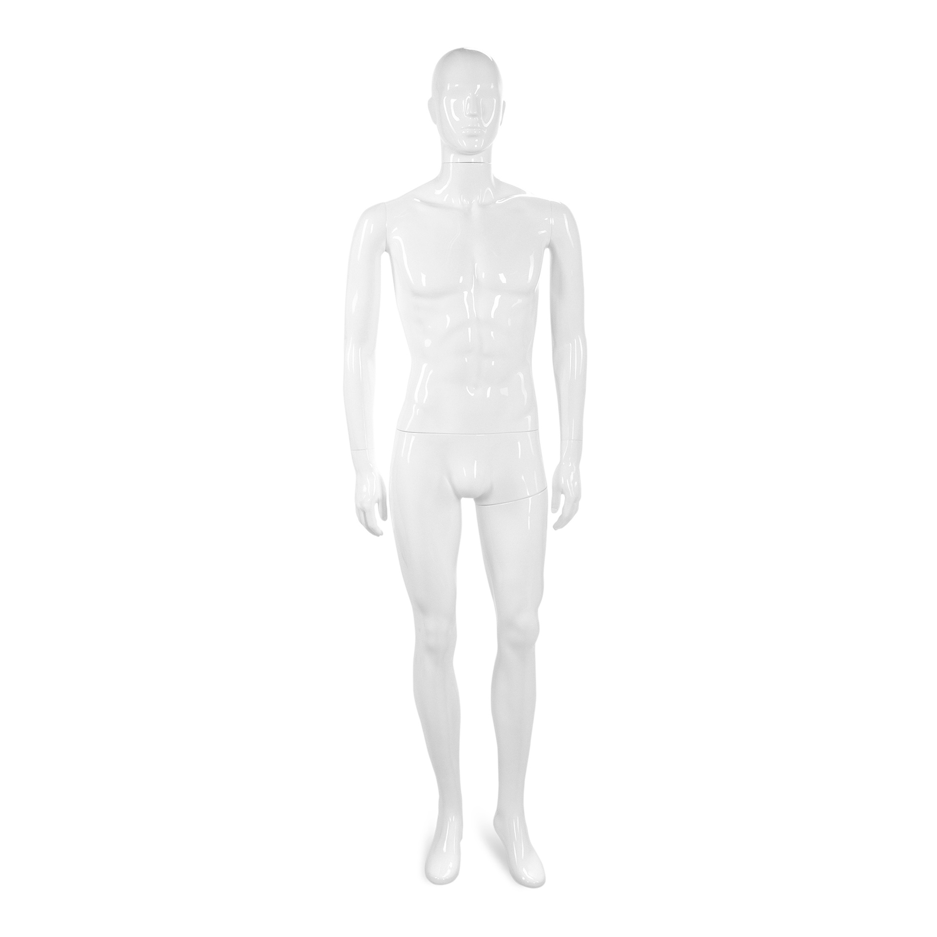 BINK - Onbreekbare heren mannequin, semi-abstract hoofd, recycleerbare mannequin uit ABS plastic, glanzend wit, pose 05