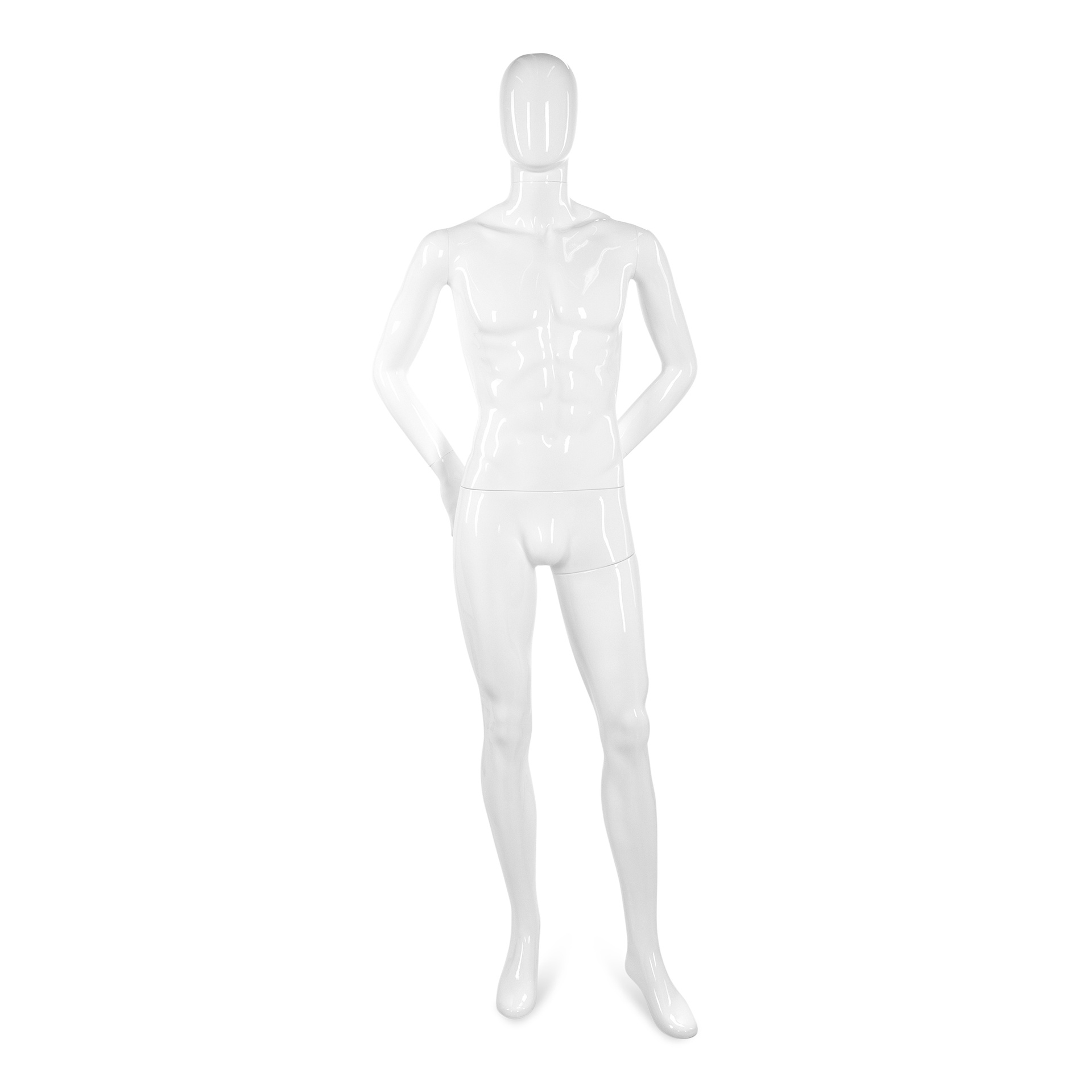 BINK - Onbreekbare heren mannequin, abstract hoofd, recycleerbare mannequin uit ABS plastic, glanzend wit, pose 06
