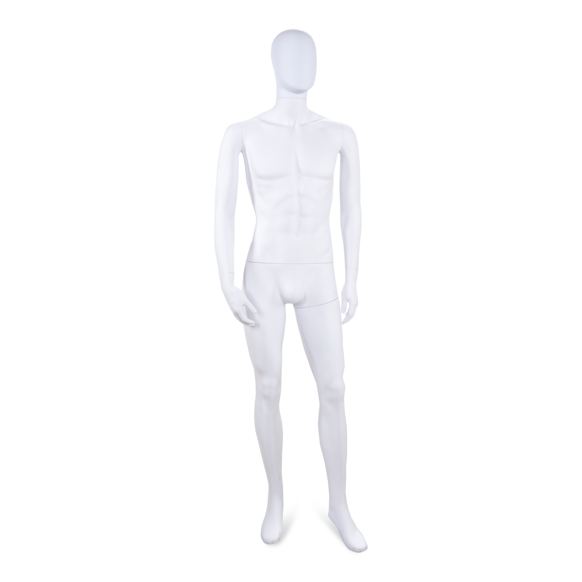 BINK - Unbreakable male mannequin, abstract head, recyclable mannequin made from ABS plastic, matte white, pose 08
