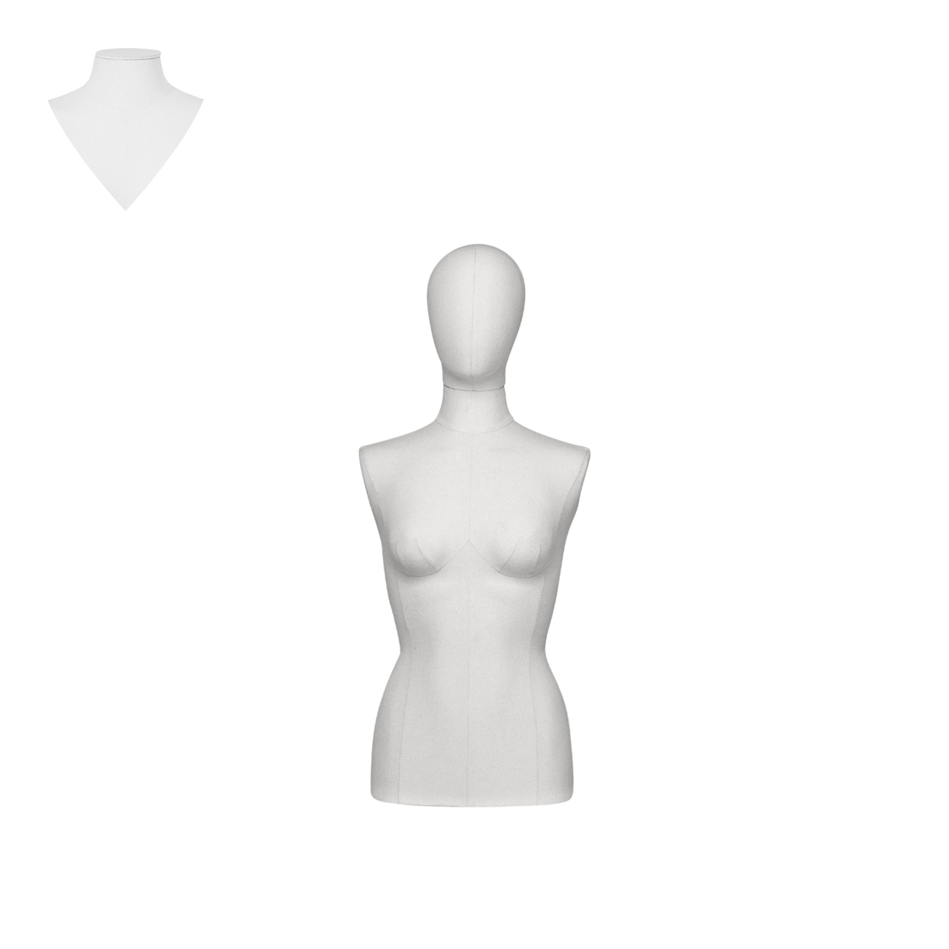 BINK - Buste couture, coupé en bas des hanches, femme, recouvert du tissu blanc, taille 38, tête amovible