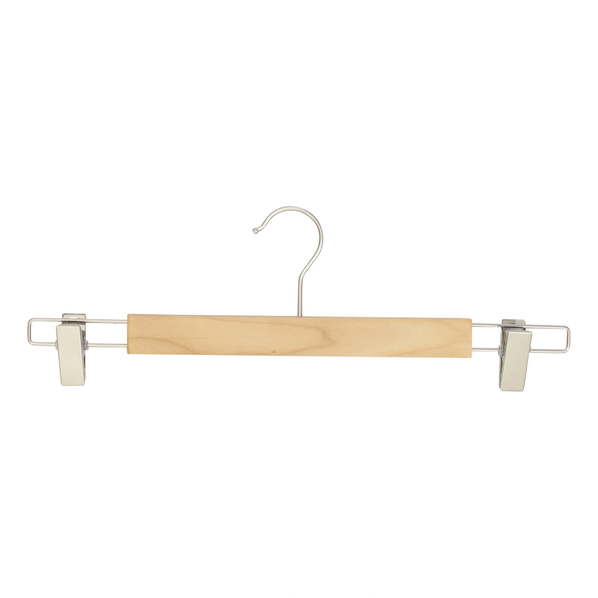BINK - Cintre en bois avec pinces, bois de Lotus, vernis transparant mat, 38 cm, crochet mat - carton de 100 pcs
