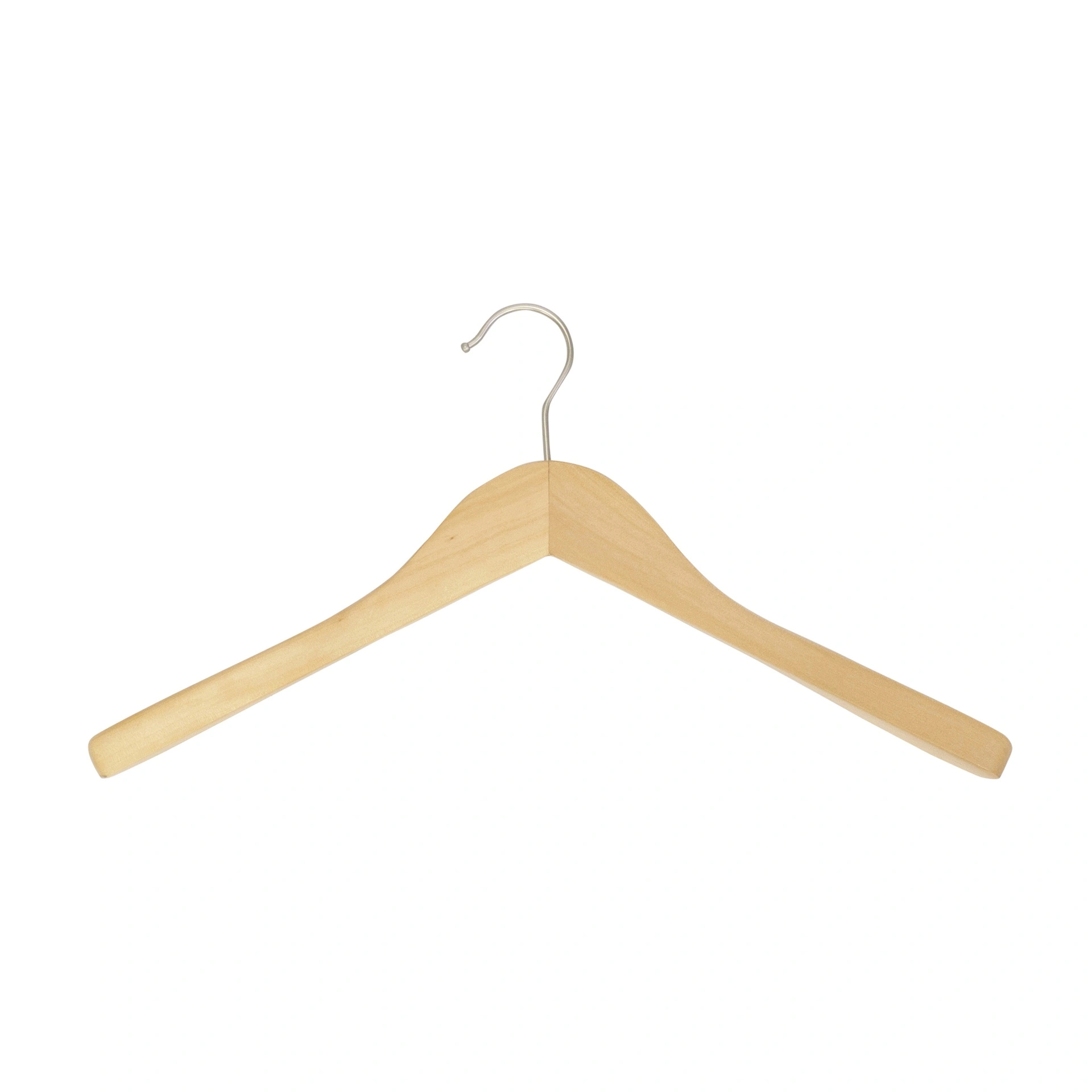 BINK - Cintre en bois avec épaule (3cm) pour vestes et manteaux, bois de Lotus, vernis transparant mat, 41 cm, crochet mat - carton de 50 pcs