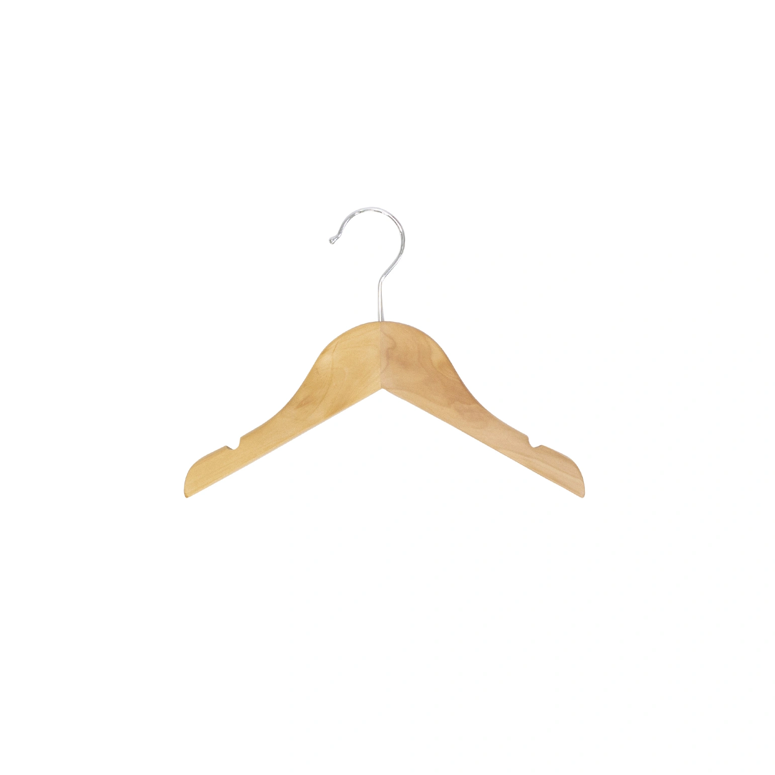 BINK - Clothes hanger for children's clothes, lotus wood, clear varnish, 26 cm, shiny hook - box of 100 pcs