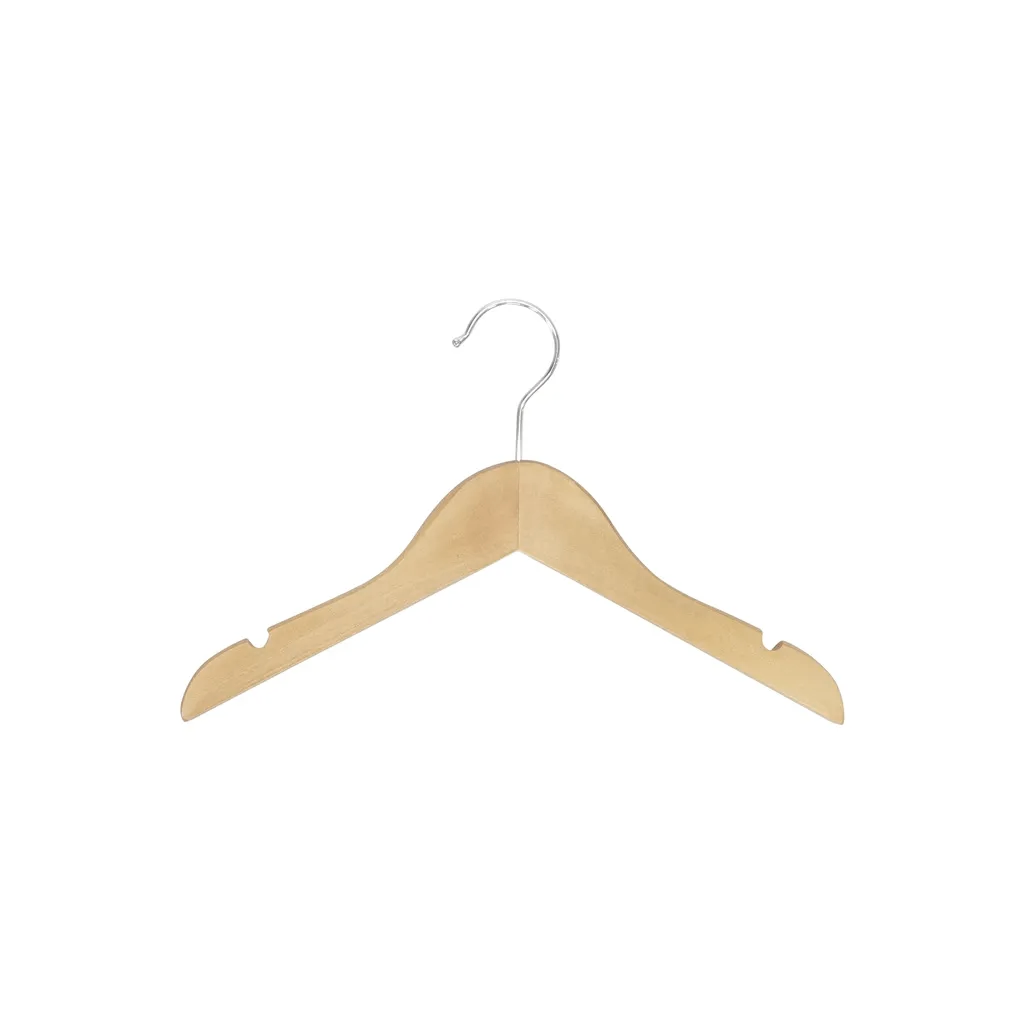 BINK - Clothes hanger for children's clothes, lotus wood, clear varnish, 30 cm, shiny hook - box of 100 pcs