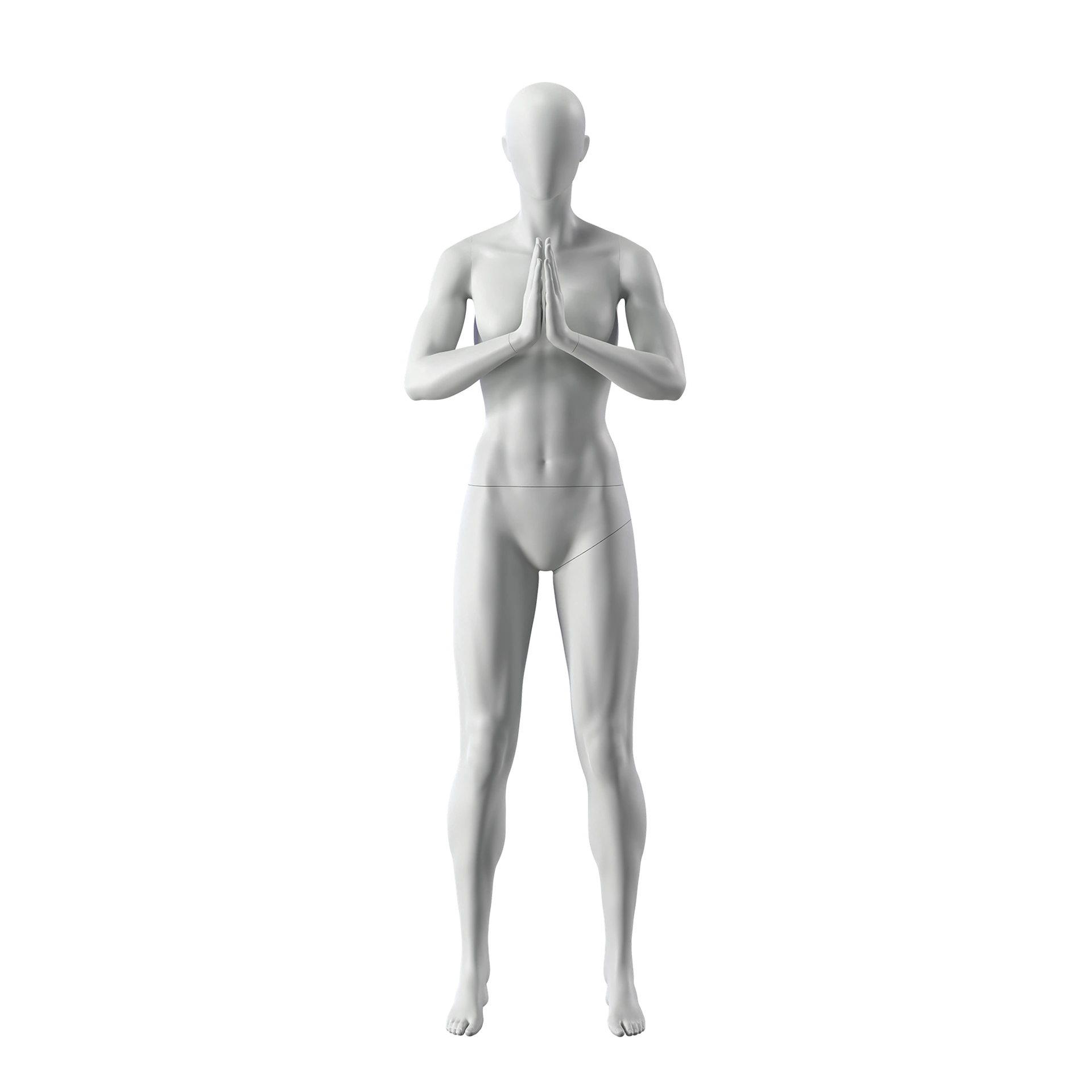 BINK - Mannequin sportif de yoga, femme, gris, tête abstraite, pose debout 17