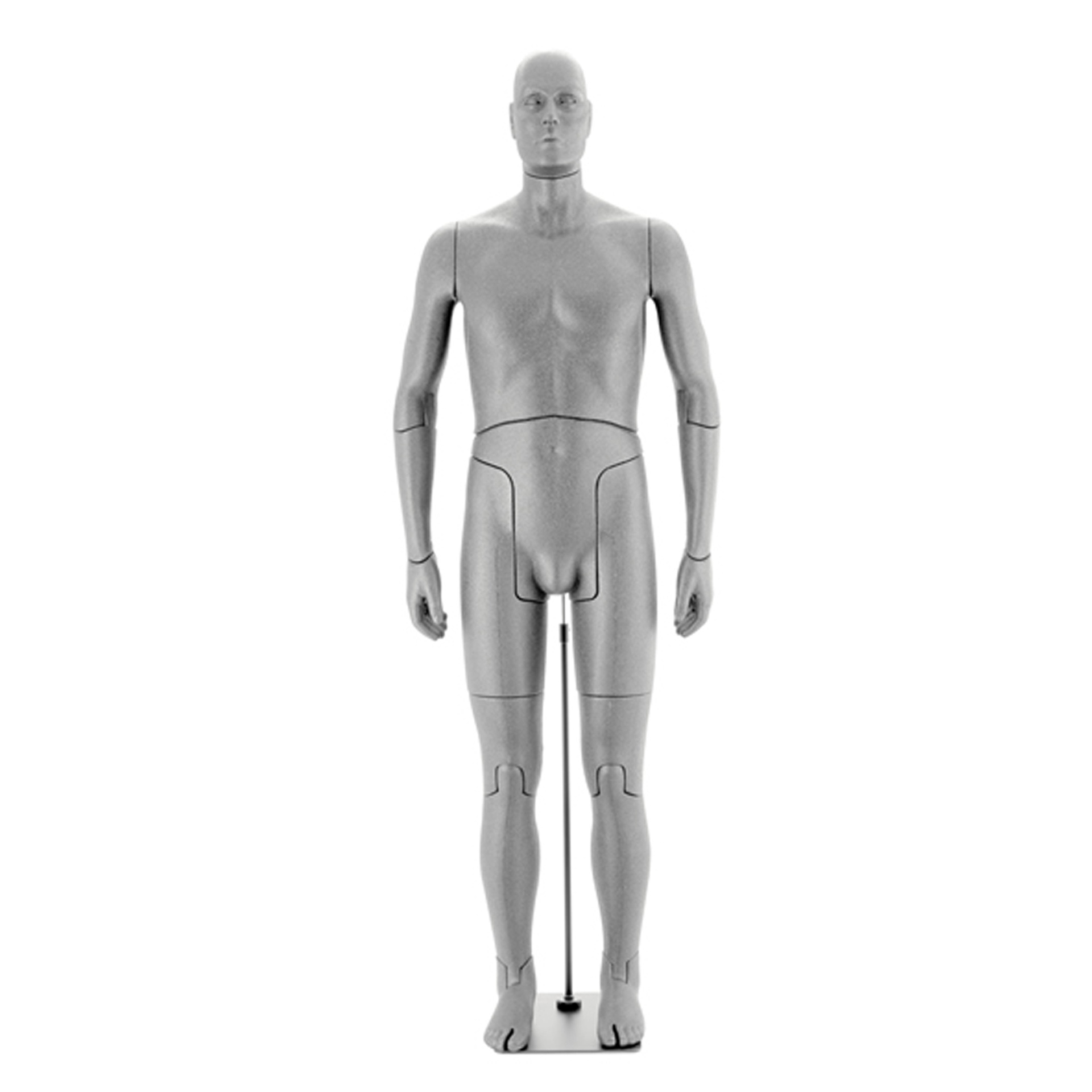 BINK - Male flexible mannequin, silvergrey PU foam