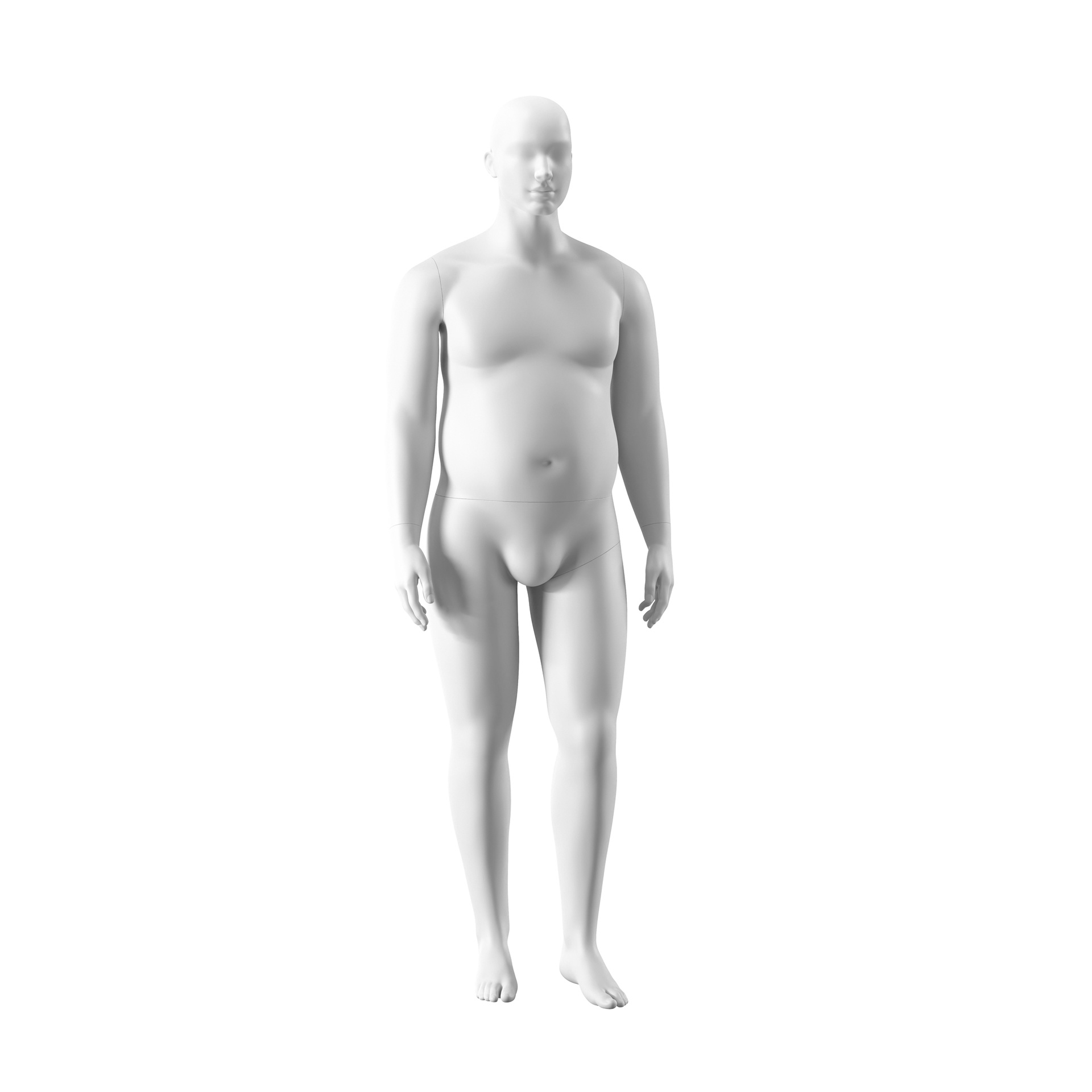 BINK - Heren paspop met grote maat, semi-abstract hoofd, confectiemaat XXL, wit mat, staande pose 102