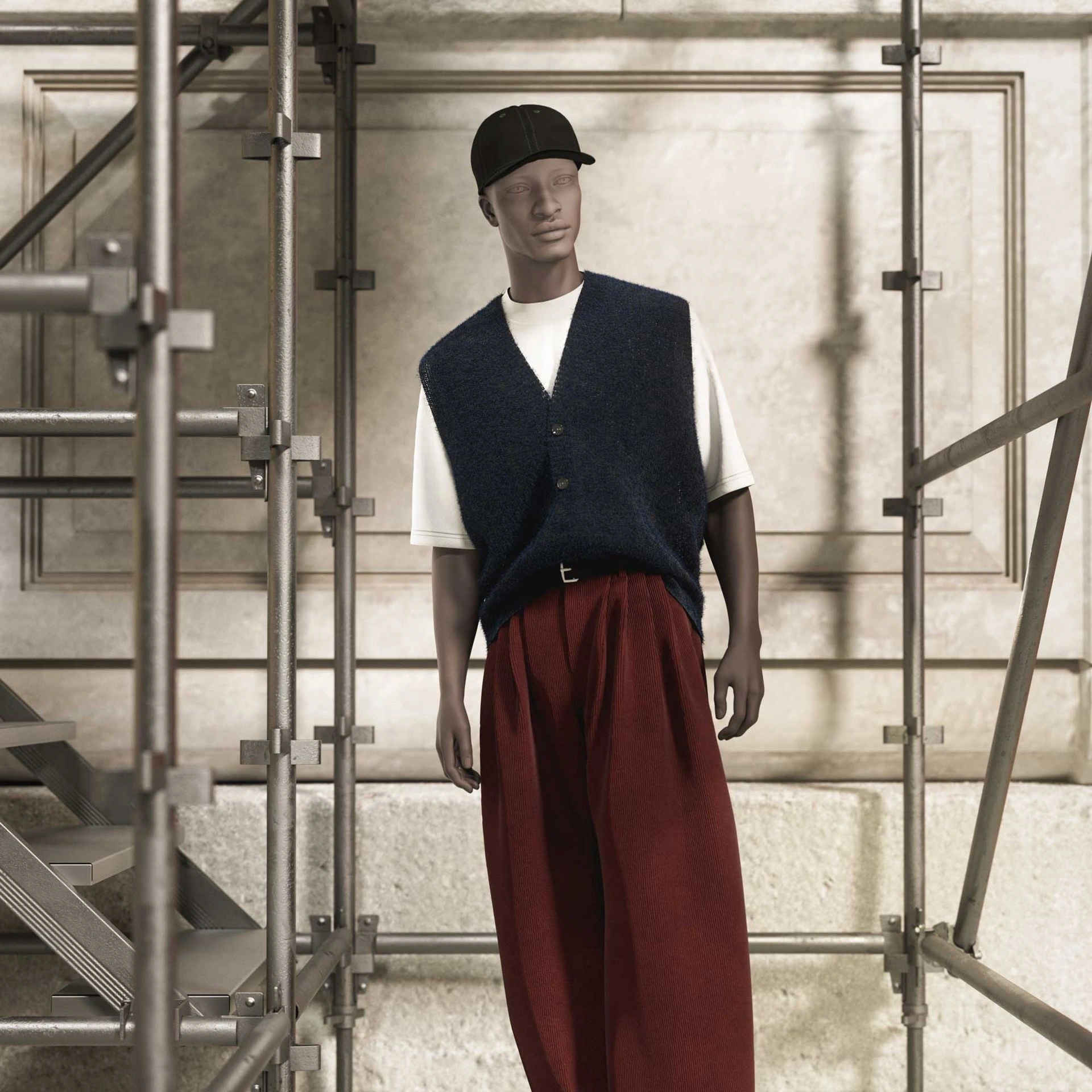 BINK - Realistic mannequin, male, urban style, matt white, standing pose 309