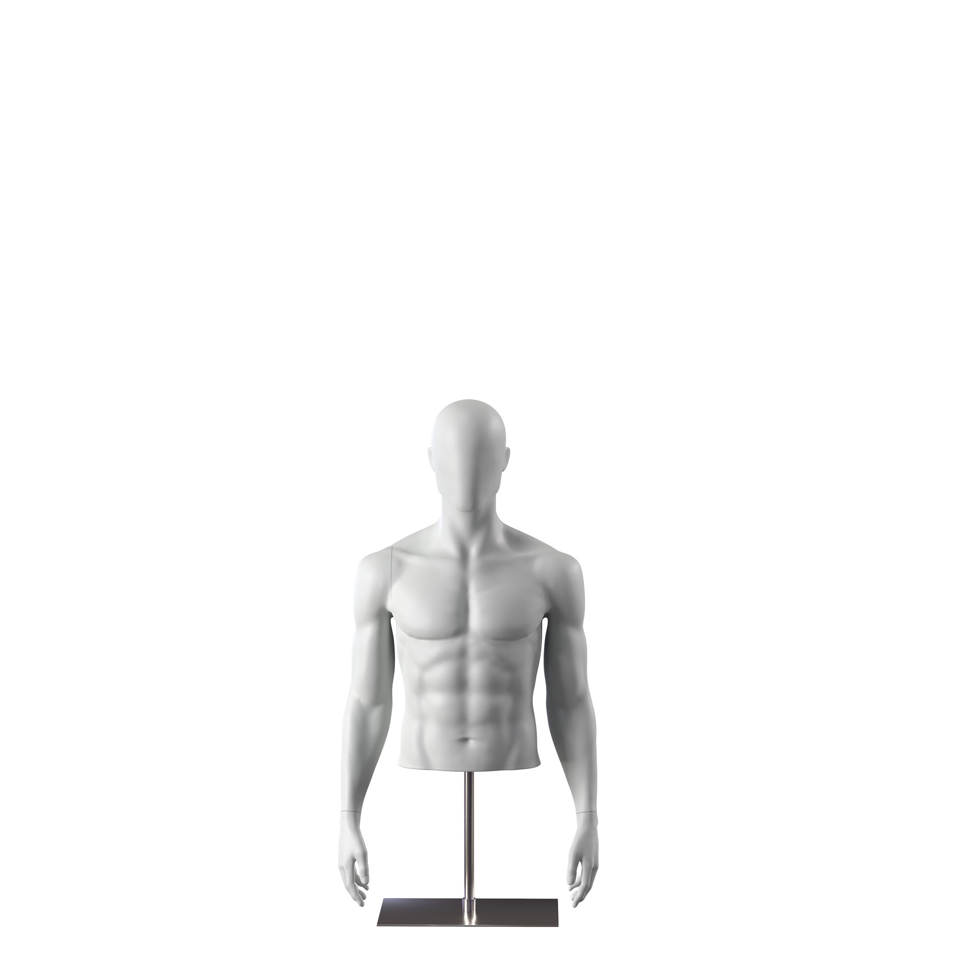 BINK - Sportbust without legs, male, grey, metal base, abstract head, pose 551