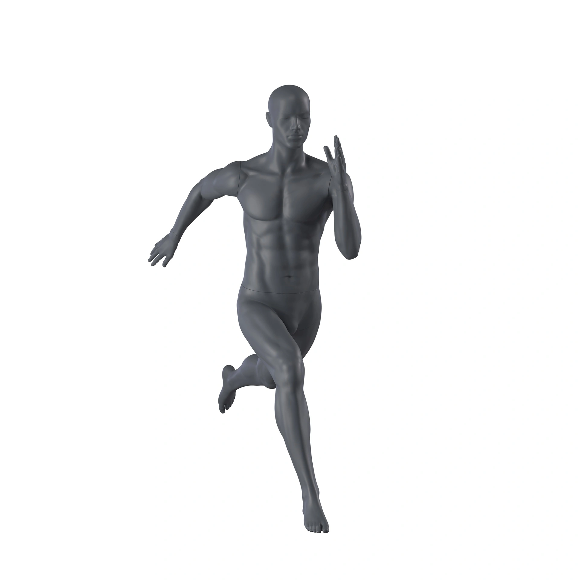 BINK - Sprinting sport mannequin, male, graphite grey, stylised head, standing pose 305 