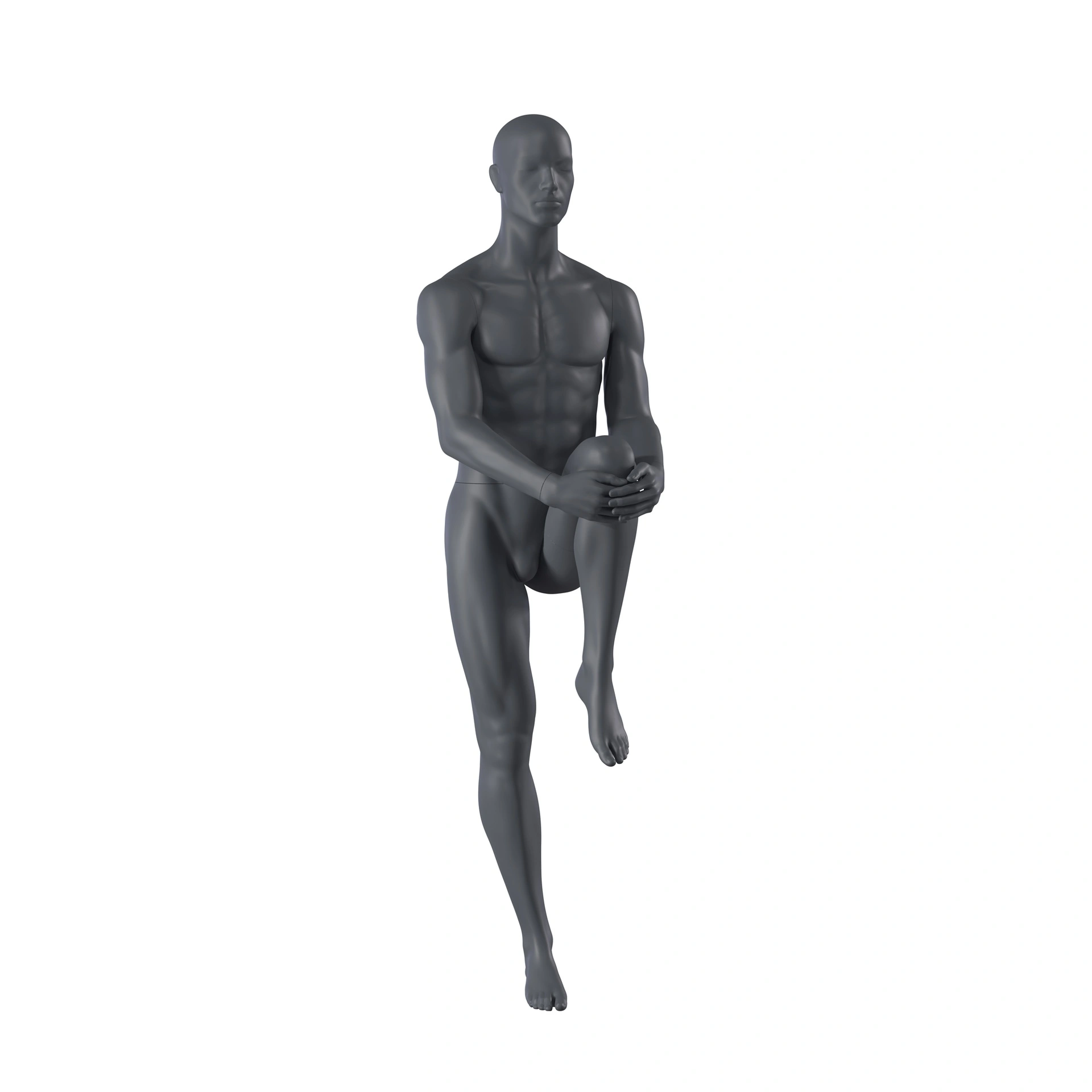 BINK - Stretching sport mannequin, male, graphite grey, stylised head, standing pose 302