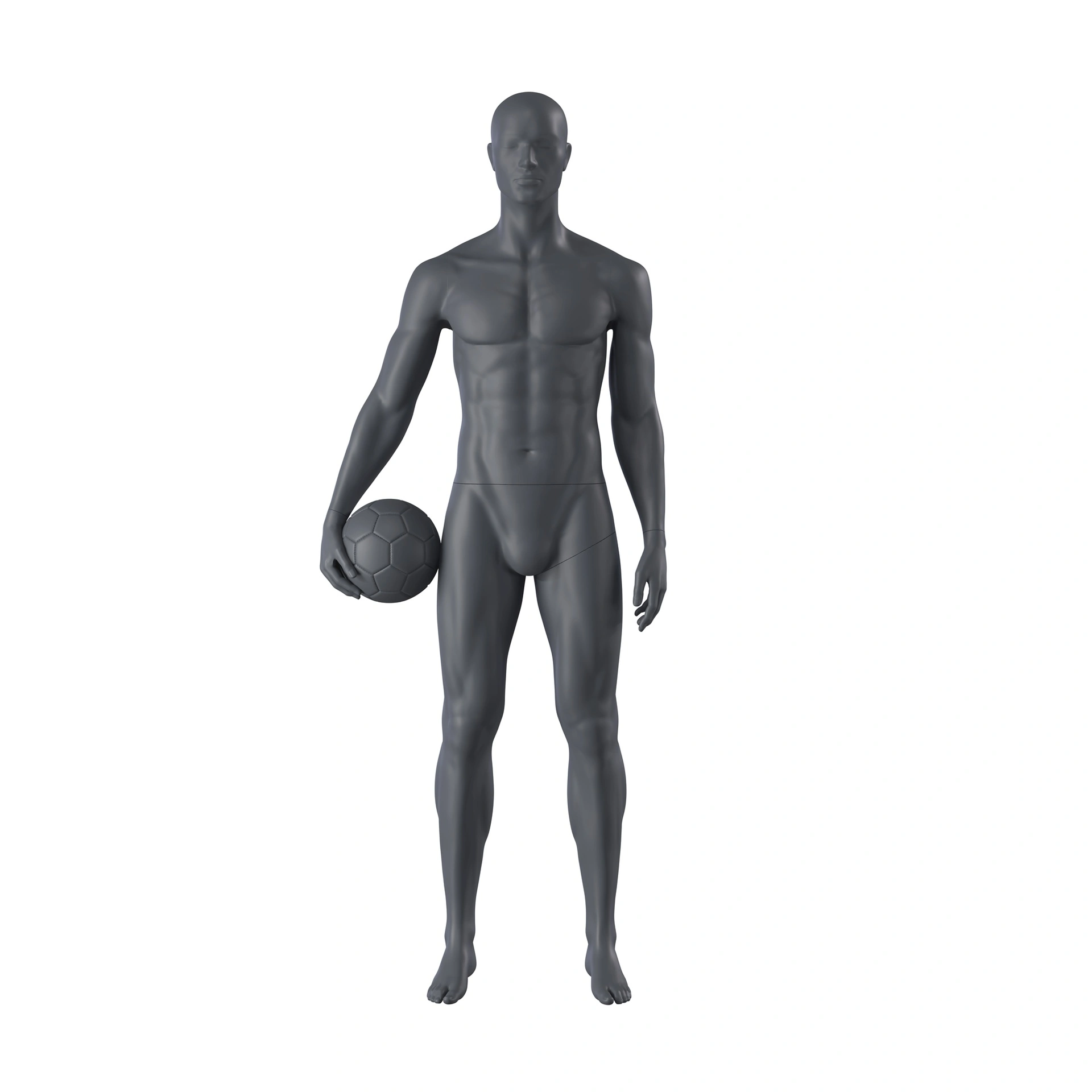 BINK - Mannequin sportif de football, homme, gris graphite, tête abstraite, pose debout 309