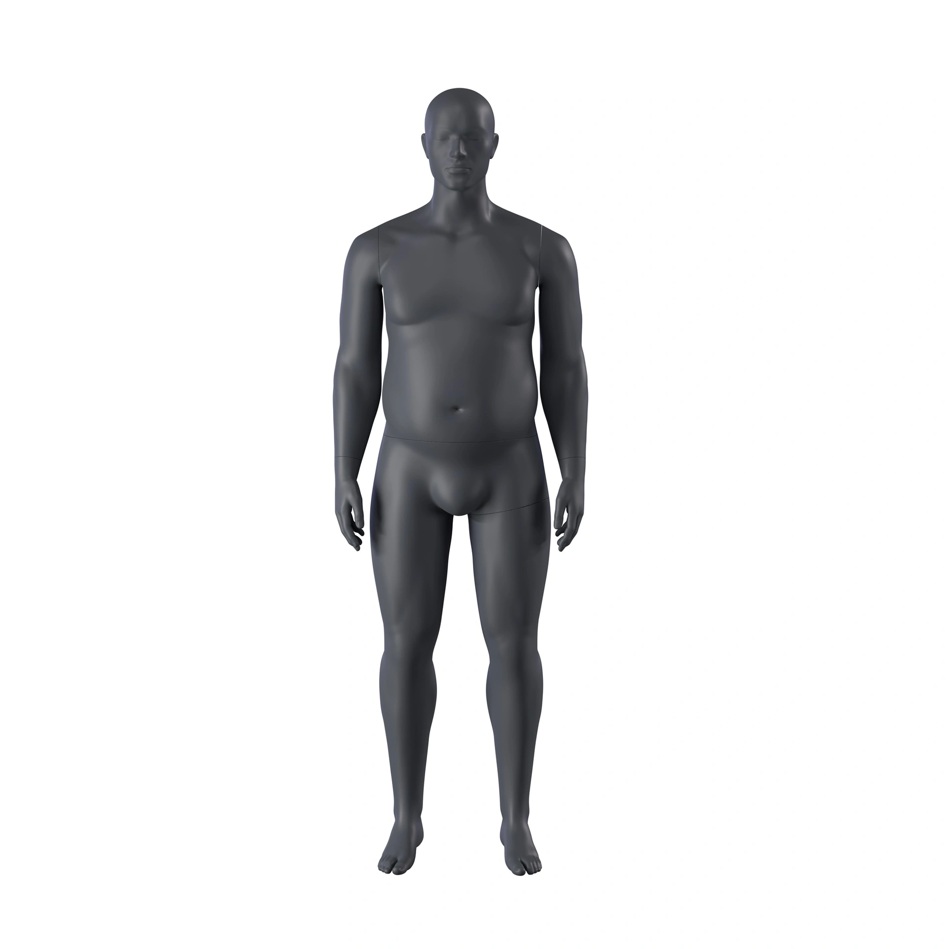 BINK - Plus size sport mannequin, male, graphite grey, stylised head, standing pose 351
