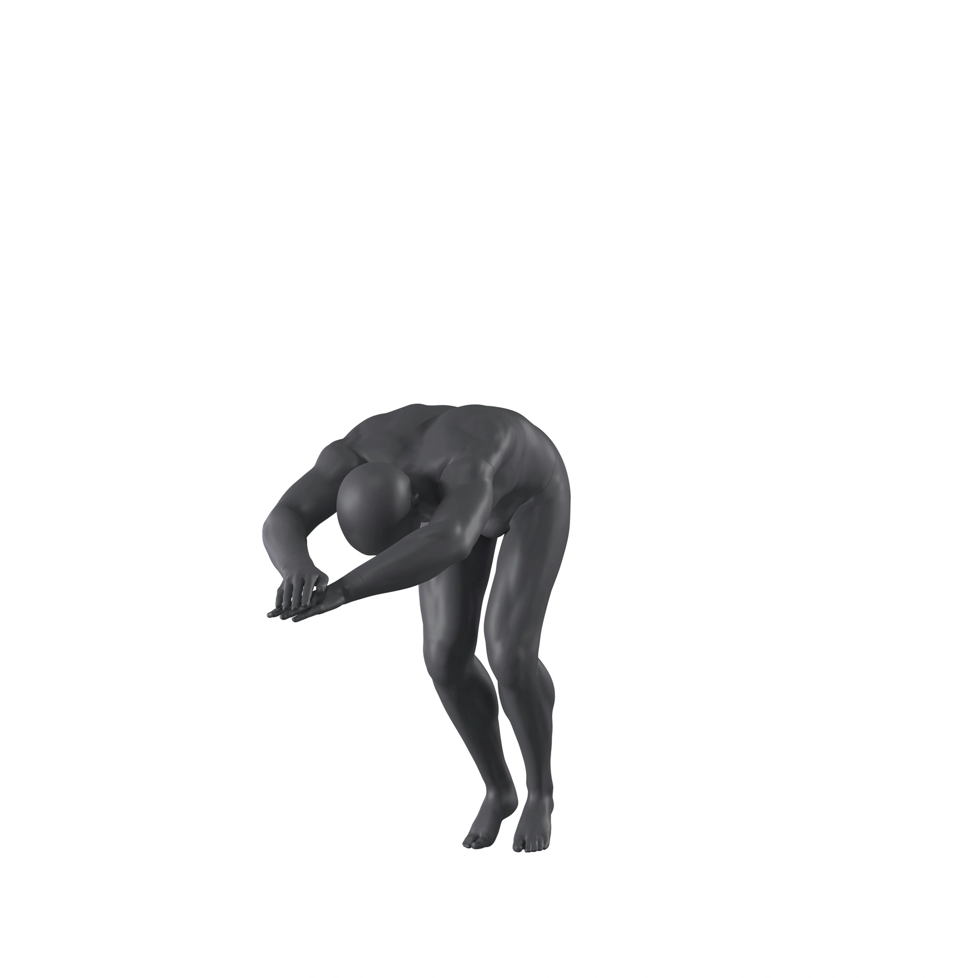 BINK - Diving sport mannequin, male, graphite grey, stylised head, standing pose 340