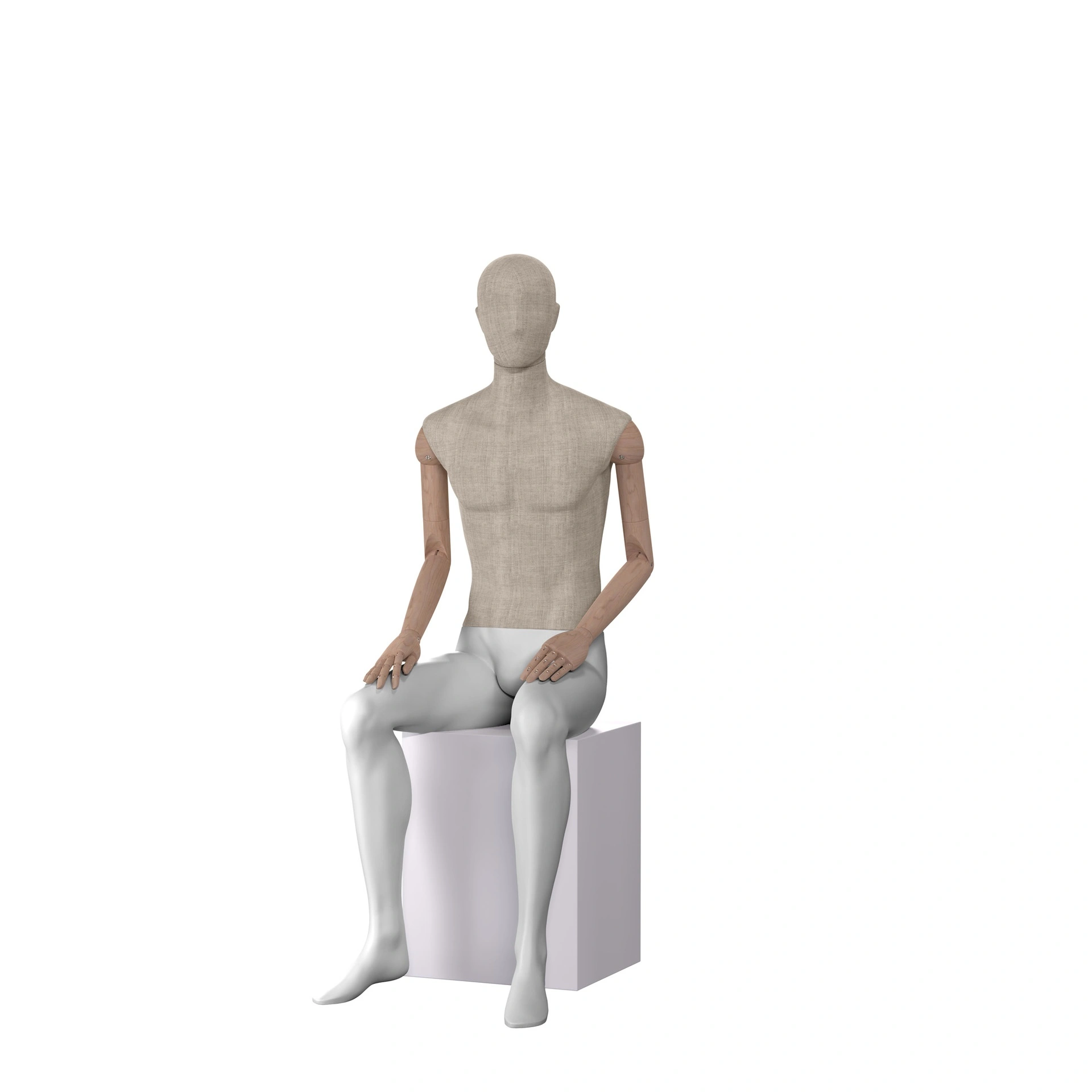 BINK - Maniquí hombre vintage, brazos de madera, cubierta de tela, postura 45