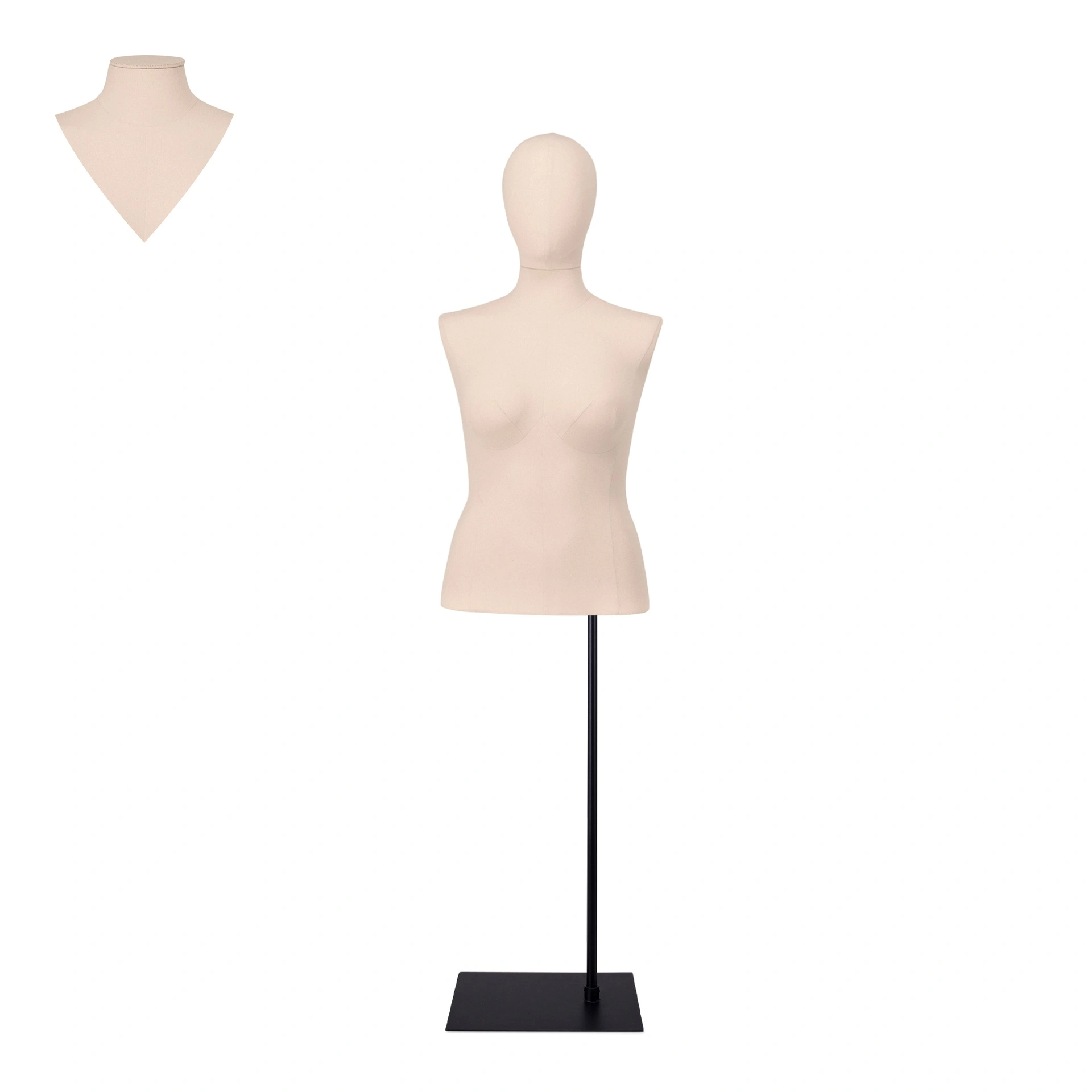 BINK - For rent, female plus size dressform waist length, ecru – EU40-42 on a black stand