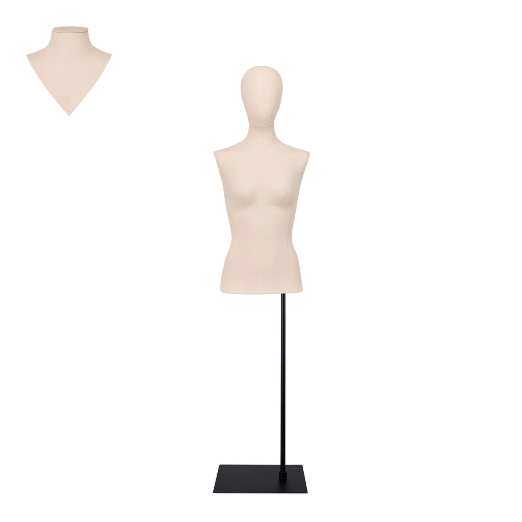 BINK - For rent, female dressform without legs, ecru - EU36, on a black stand