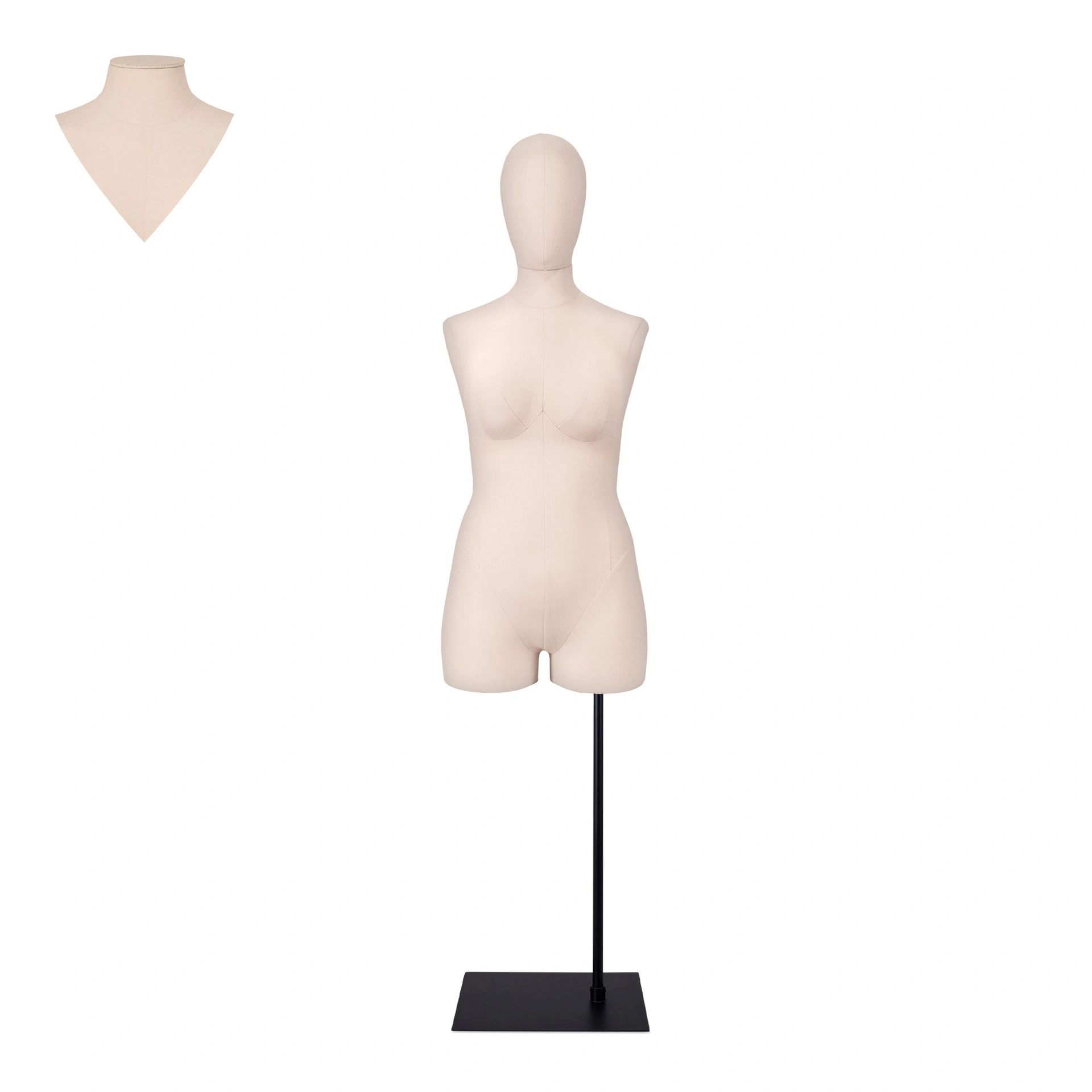 BINK - For rent, female plus size dressform with legs, ecru - EU44 on a black stand