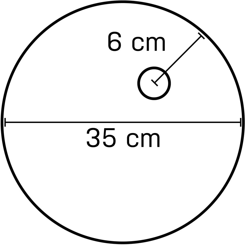 BINK - Round tempered glass base dia 35 cm, M12 connector in brushed nickel (6 cm)