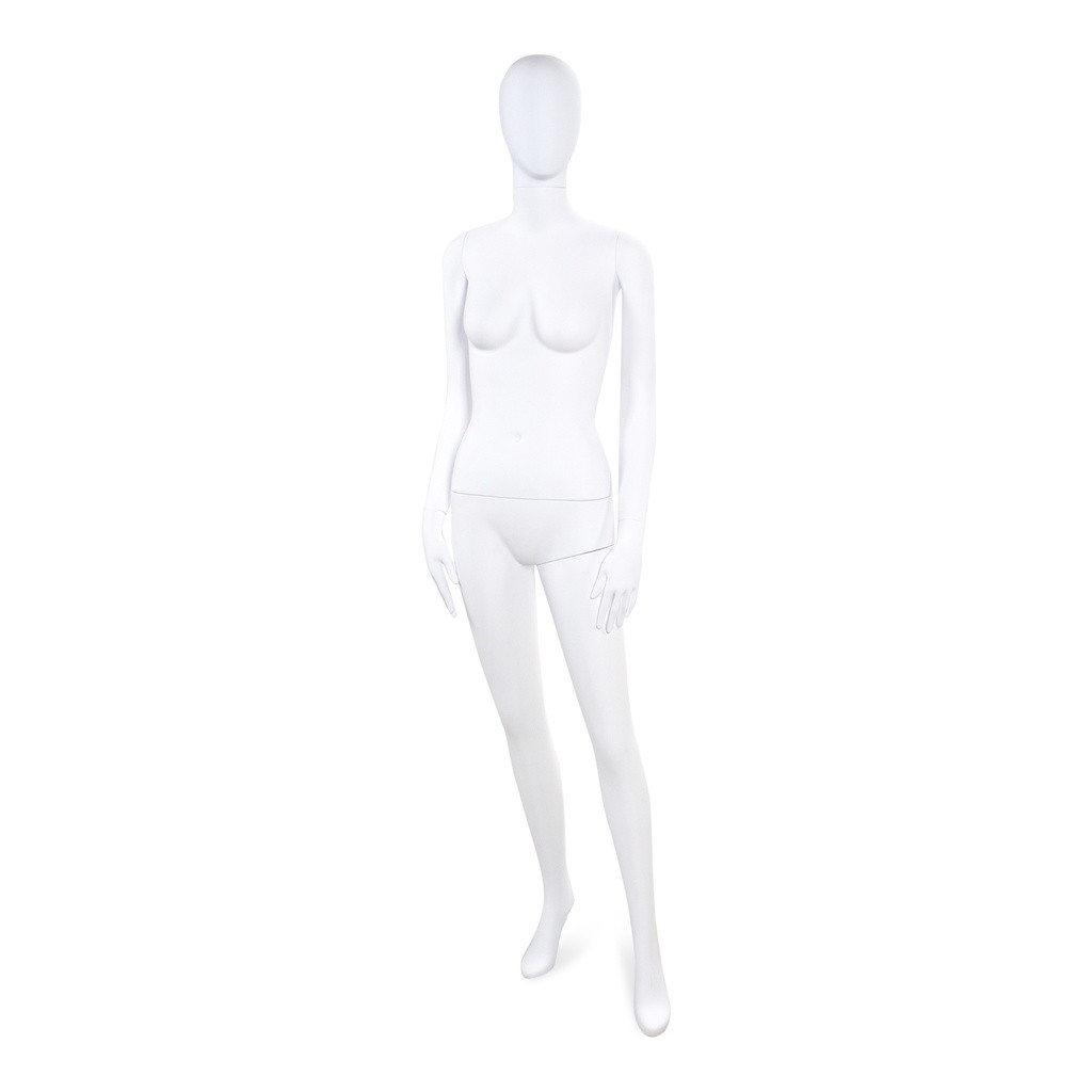 BINK - Unbreakable female mannequin, abstract head, recyclable mannequin made from ABS plastic, matte white, pose 19