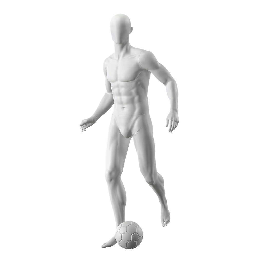 BINK - Soccer sport mannequin, male, grey, abstract head, standing pose 322