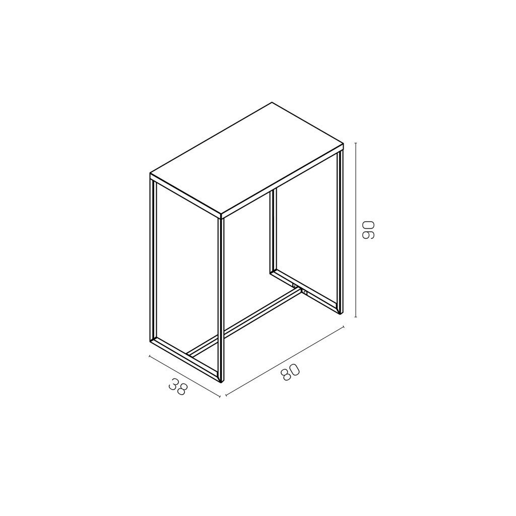 BINK - Mesa auxiliar 80x38x90 cm, acero, blanco