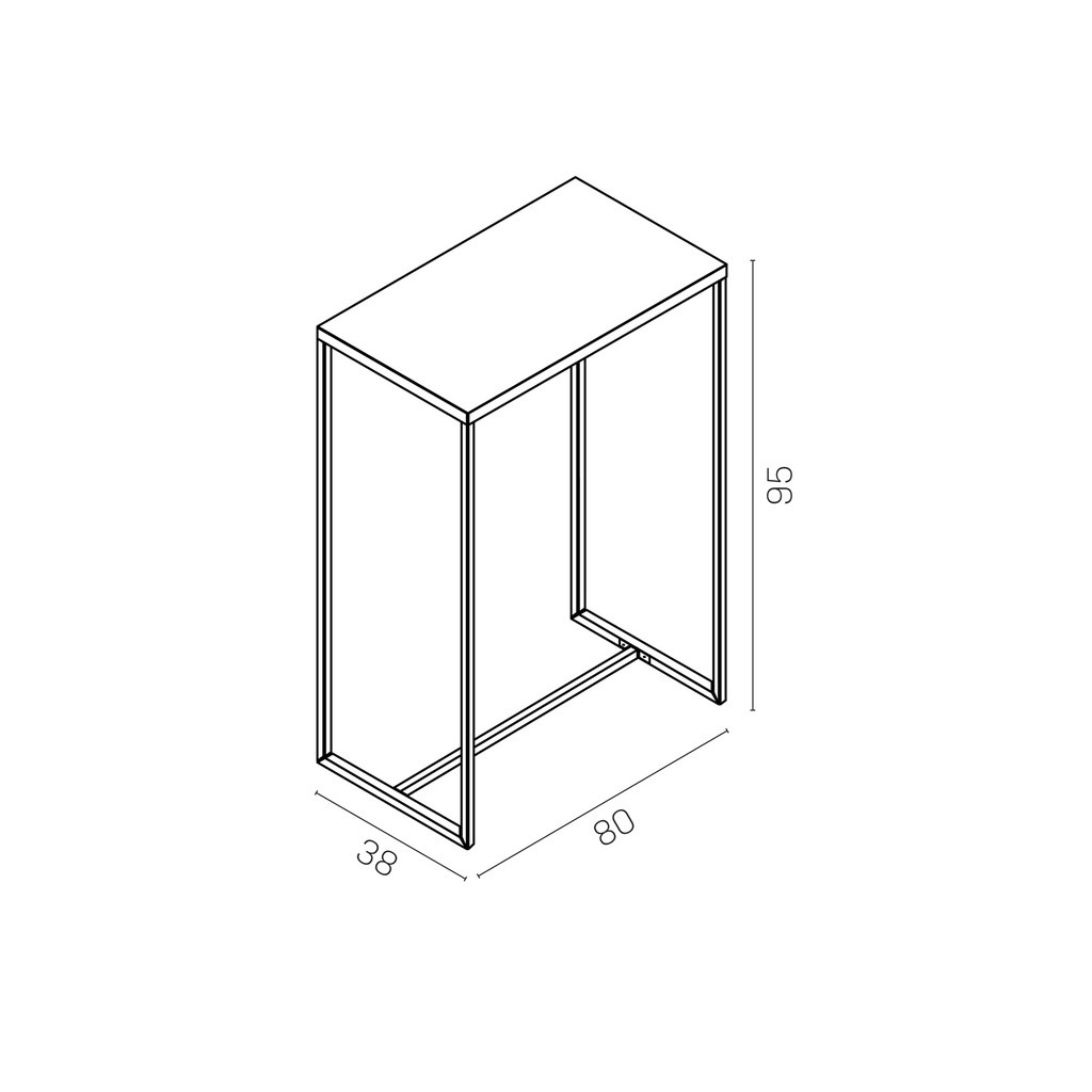 BINK - Side table 80x38xh85 cm, black powder-coated metal