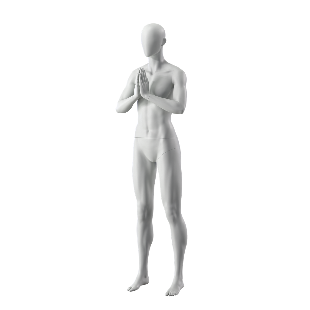 BINK - Maniquí de deporte yoga, mujer, gris, cabeza abstracta, postura de pie 17