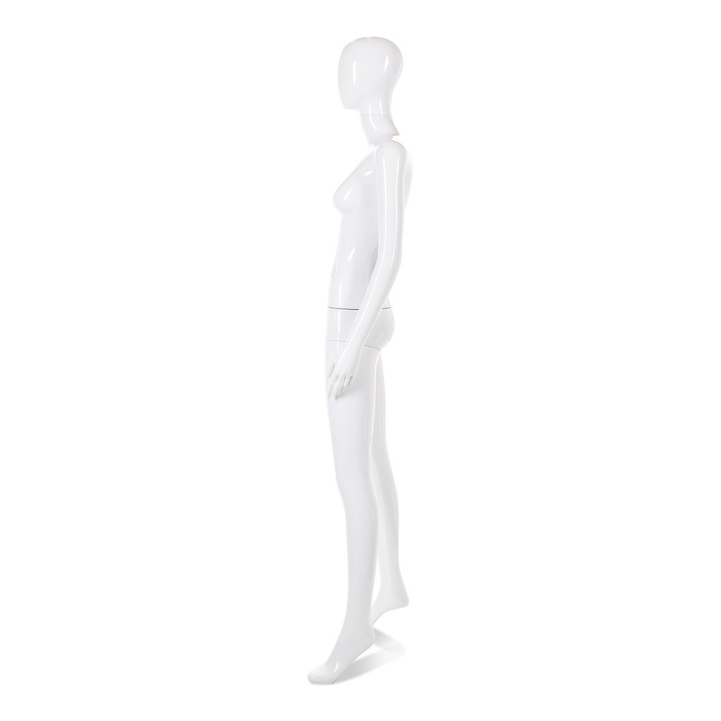 BINK - Onbreekbare dames mannequin, abstract hoofd, recycleerbare mannequin uit ABS plastic, glanzend wit, pose 42