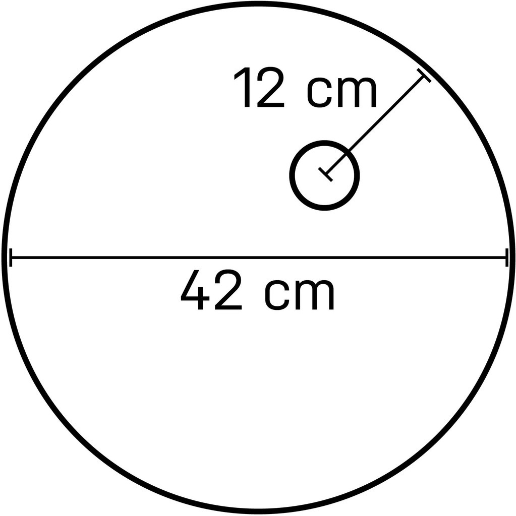 BINK - Base redonda de vidrio templado, diámetro 42 cm, conector M12 de níquel cepillado (12 cm)