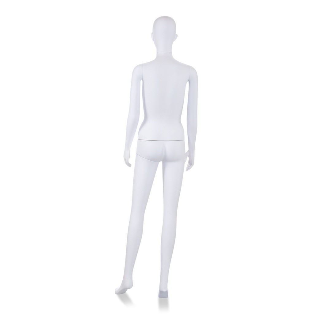 BINK - Unbreakable female mannequin, semi-abstract head, recyclable mannequin made from ABS plastic, matte white, pose 42