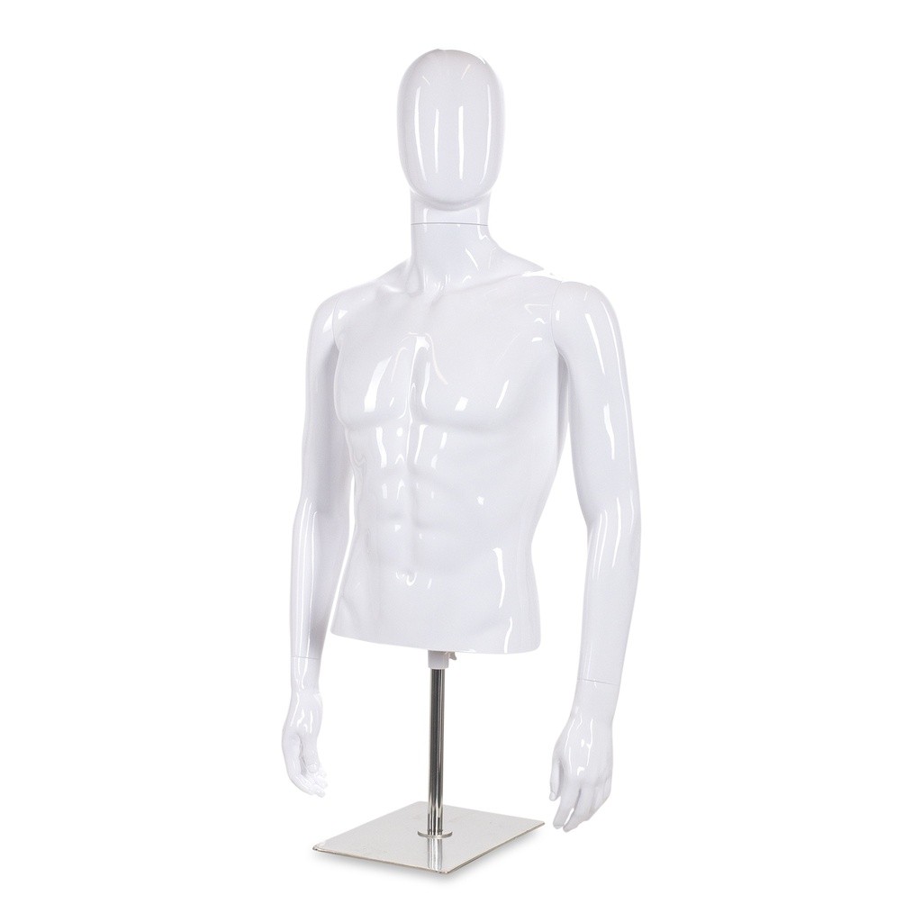 BINK - Busto de hombre, longitud hasta el muslo, blanco brillante