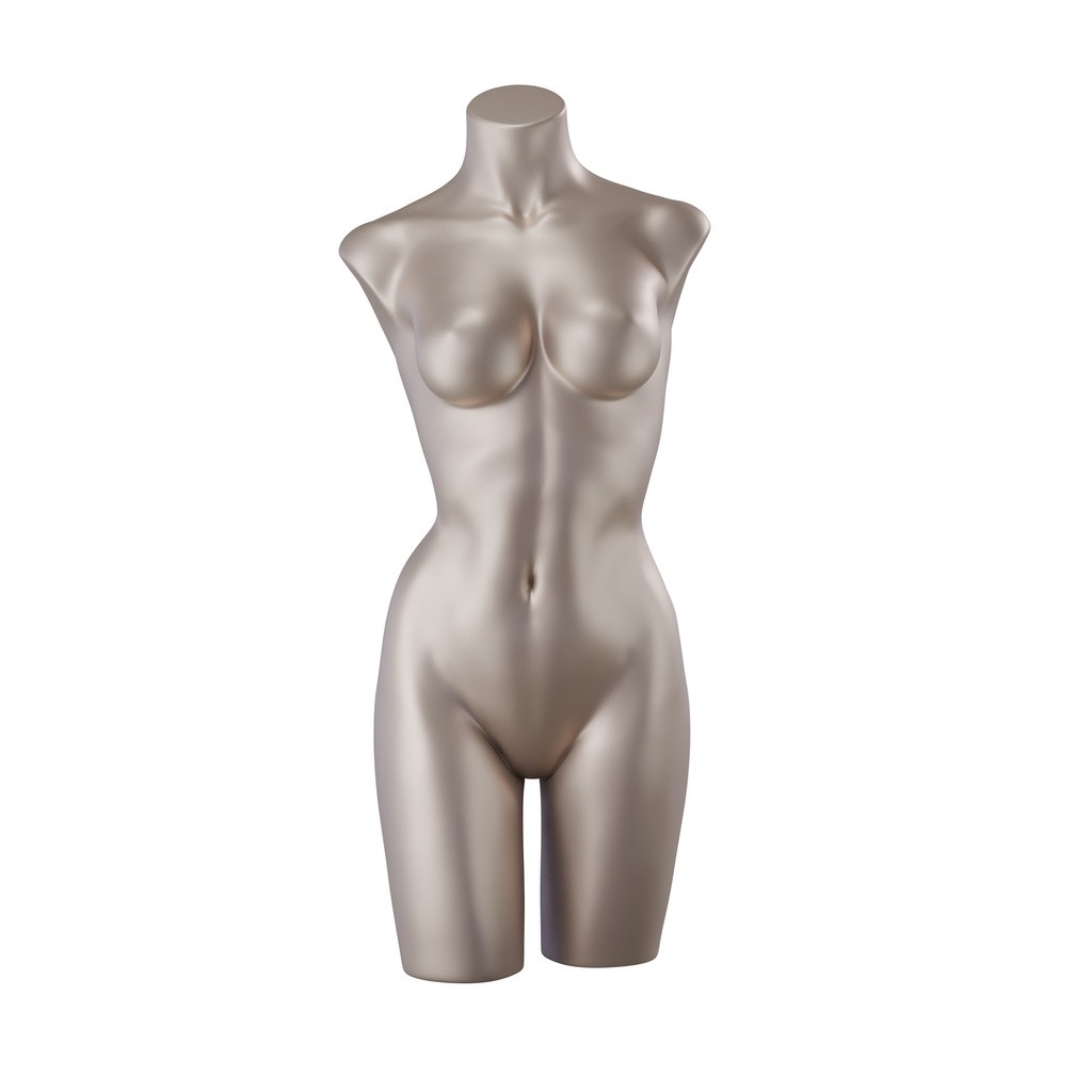BINK - Lingerie torso, female, C-cup, bronze metallic skin color, pose 004