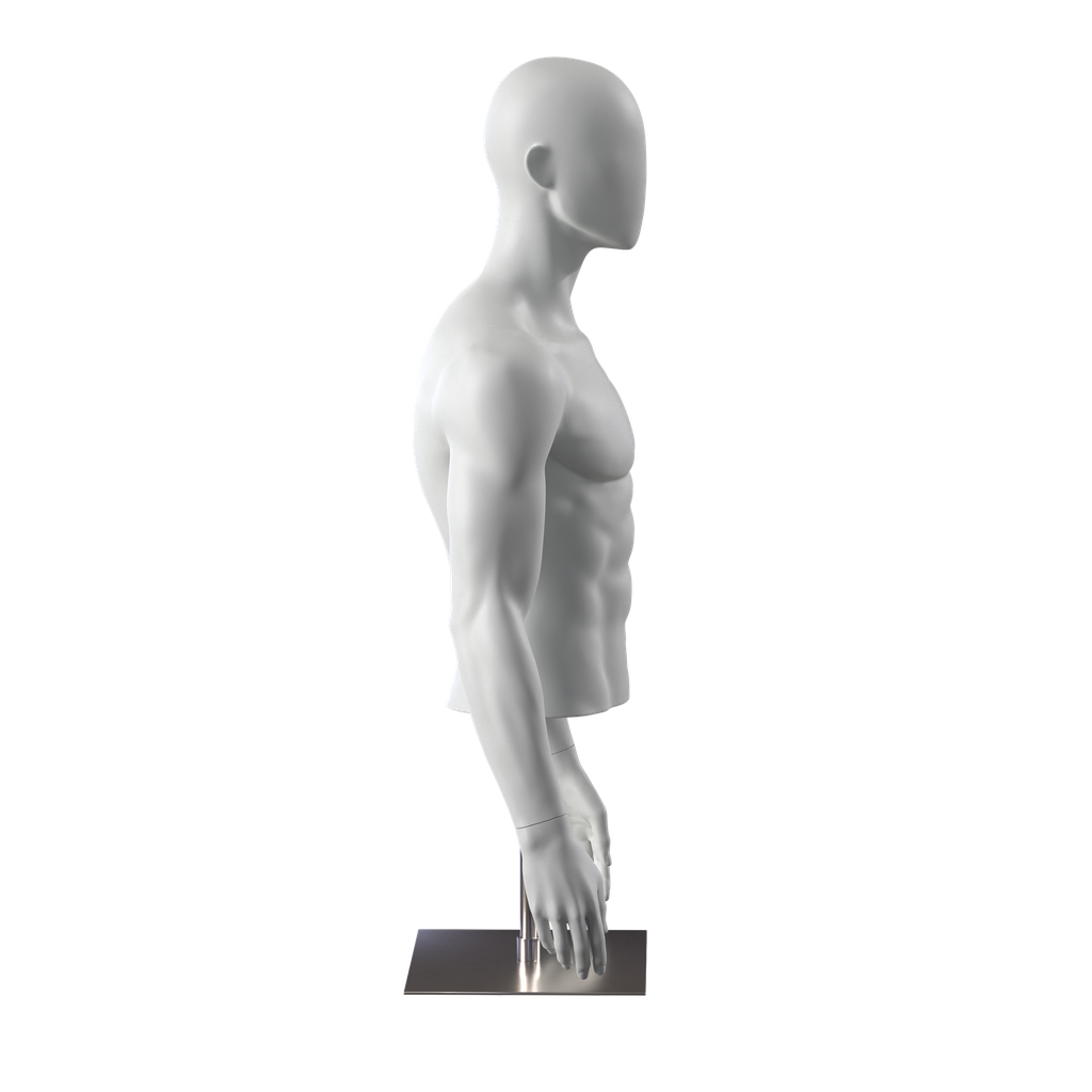 BINK - Sportbust without legs, male, grey, metal base, abstract head, pose 551