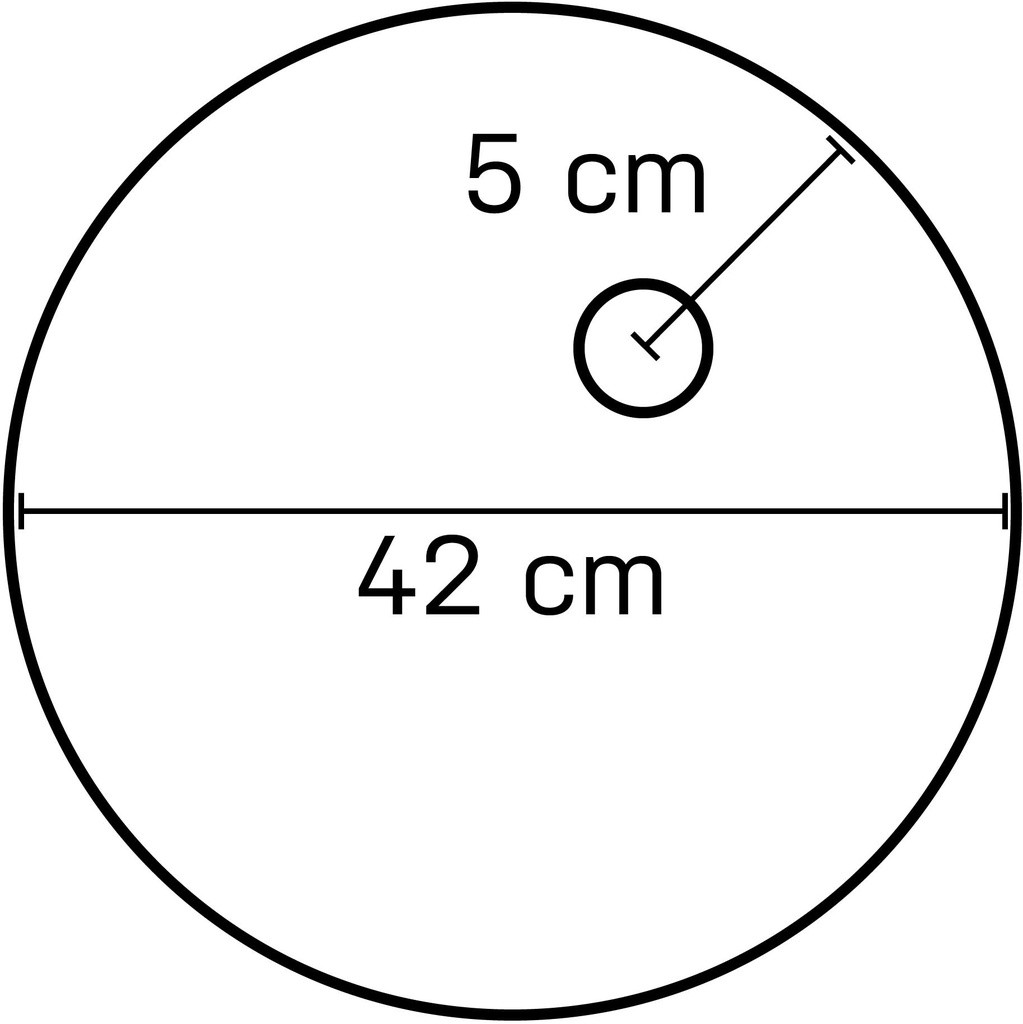 BINK - Round tempered glass base dia 42 cm, M12 connector in brushed nickel (5 cm)