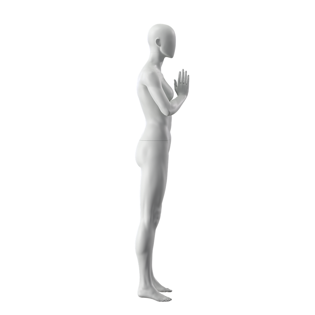 BINK - Maniquí de deporte yoga, mujer, gris, cabeza abstracta, postura de pie 17
