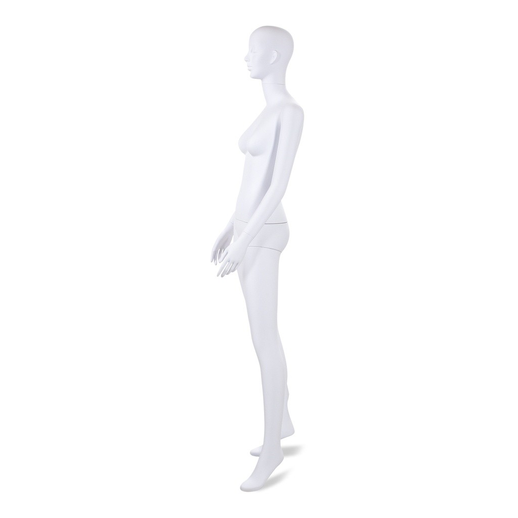 BINK - Unbreakable female mannequin, semi-abstract head, recyclable mannequin made from ABS plastic, matte white, pose 42