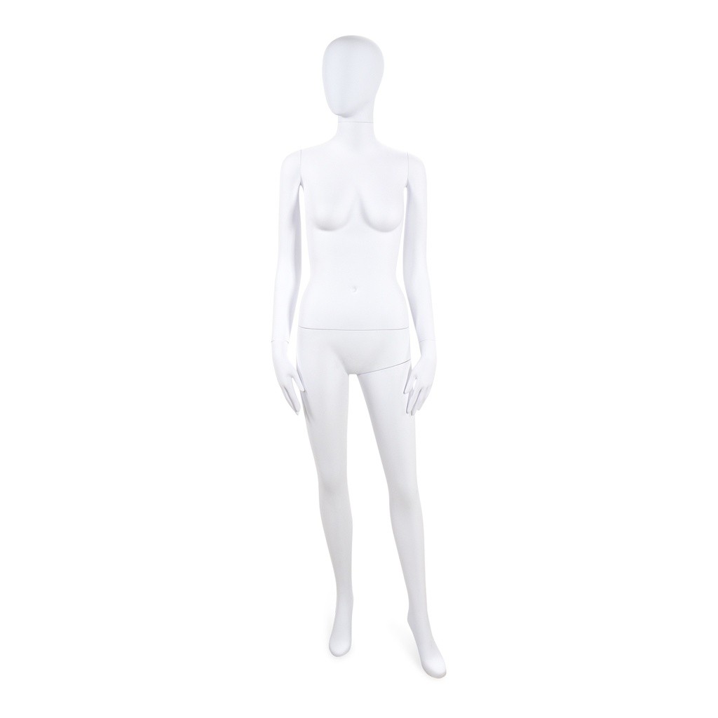 BINK - Unbreakable female mannequin, abstract head, recyclable mannequin made from ABS plastic, matte white, pose 19