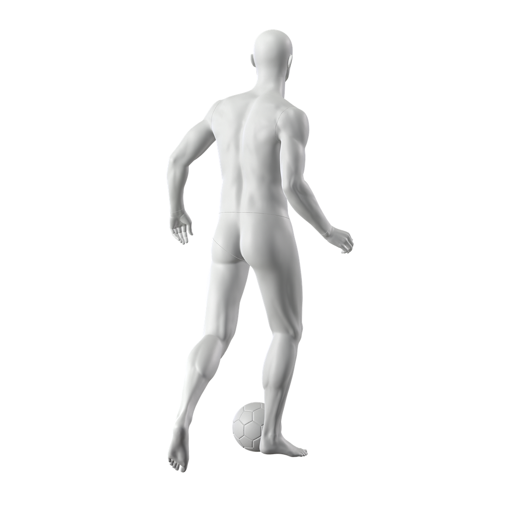 BINK - Soccer sport mannequin, male, grey, abstract head, standing pose 322