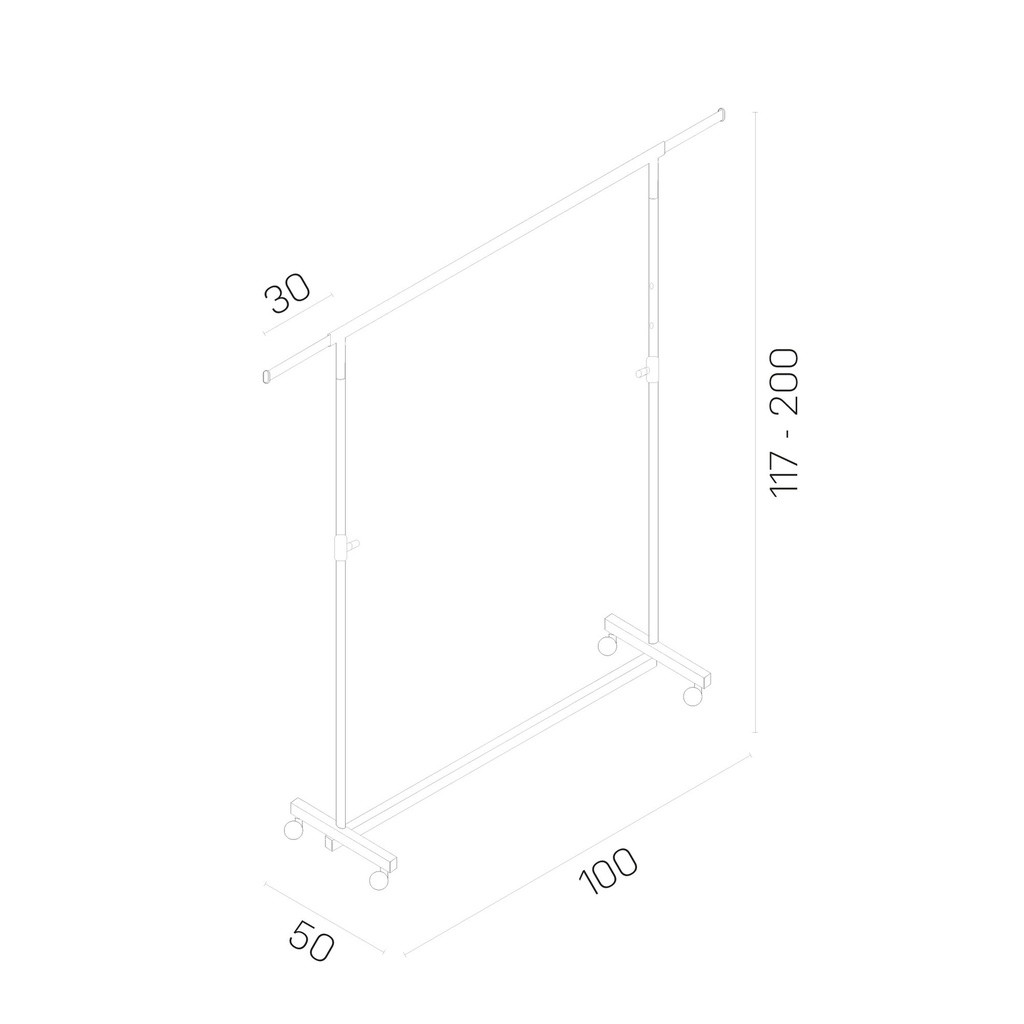 BINK - Rolling garment rack with brake, height adjustable, black, 100cm
