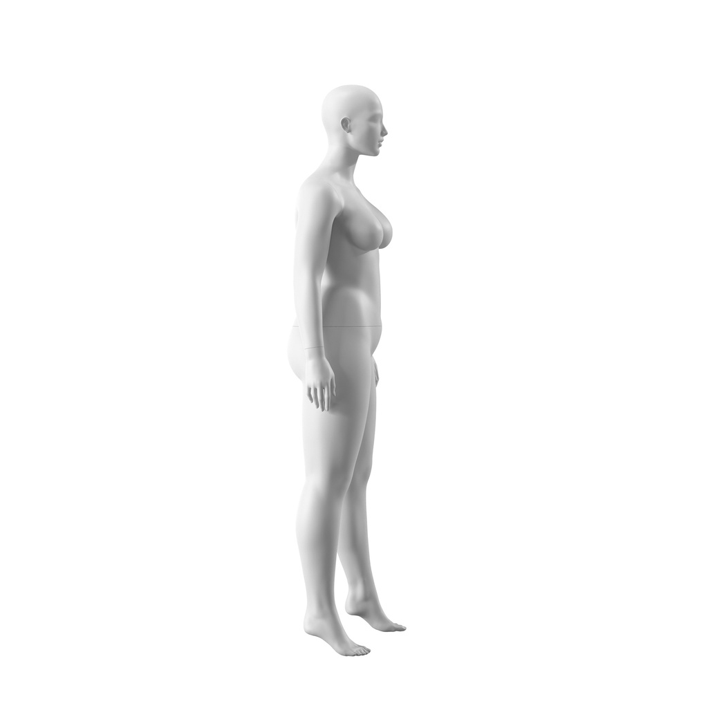 BINK - Dames paspop met grote maat, semi-abstract hoofd, confectiemaat 44EU, wit mat, staande pose 04