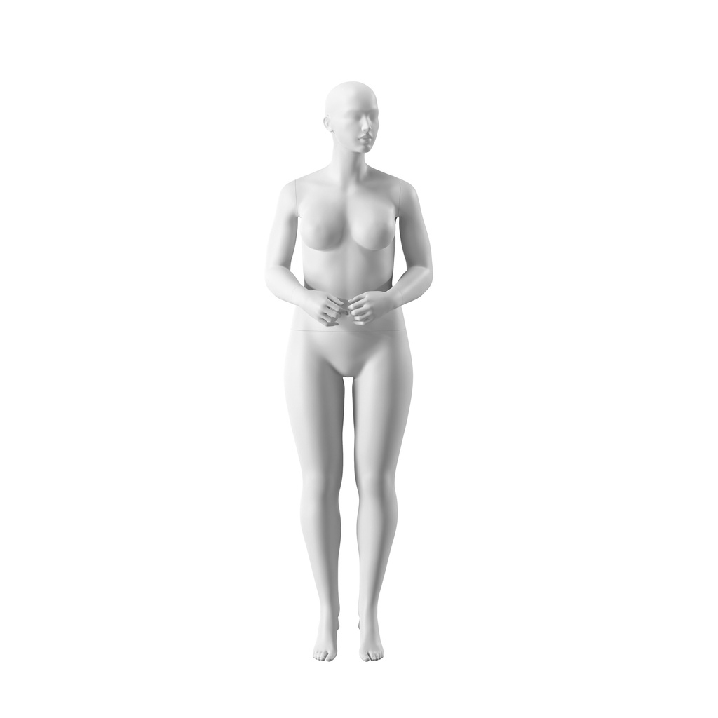 BINK - Maniquí mujer talla grande, cabeza semiabstracta, talla 44EU, blanco mate, postura de pie 08