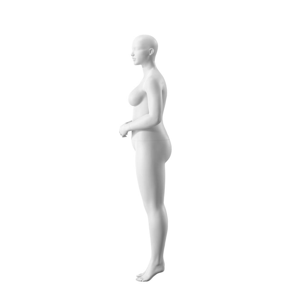 BINK - Maniquí mujer talla grande, cabeza semiabstracta, talla 44EU, blanco mate, postura de pie 08
